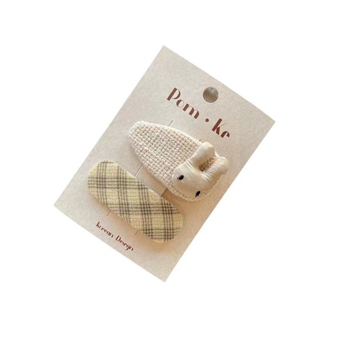 Korean new cream-colored fabric children's hair accessory bow hair clip with scattered hair, grid, solid color BB hair clip hairpin