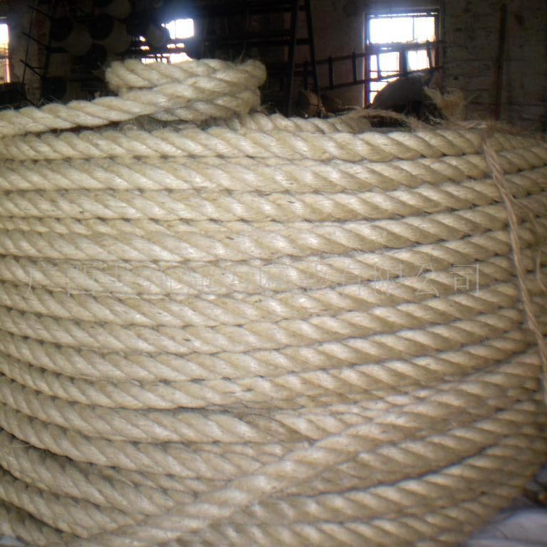 供应剑麻白棕绳、剑麻纤维制作、麻绳、漂白、自然色，含油及无油