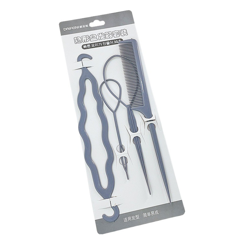 Four-piece set of hair curler for adults hair puller wear hair puller pin for lazy people hair removal tool for knitting hair artifact for children hair puller