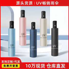 全自动UV雨伞防晒黑胶折叠晴雨两用遮阳伞广告伞定制批发可印logo