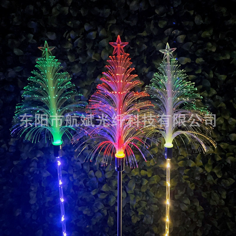 Красочные светящиеся светодиодные гирлянды для новогодней елки, солнечные светильники для газона, оптоволоконные наземные светильники, праздничное освещение для создания атмосферы на Рождество и другие праздники.