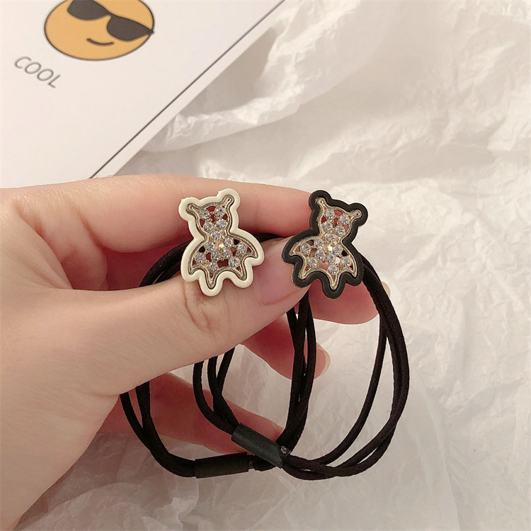 Aleación de diamante oso de goma anillo de cabello cuerda de cabeza temperamento de red chica de cabello de alta elasticidad accesorios de cabello