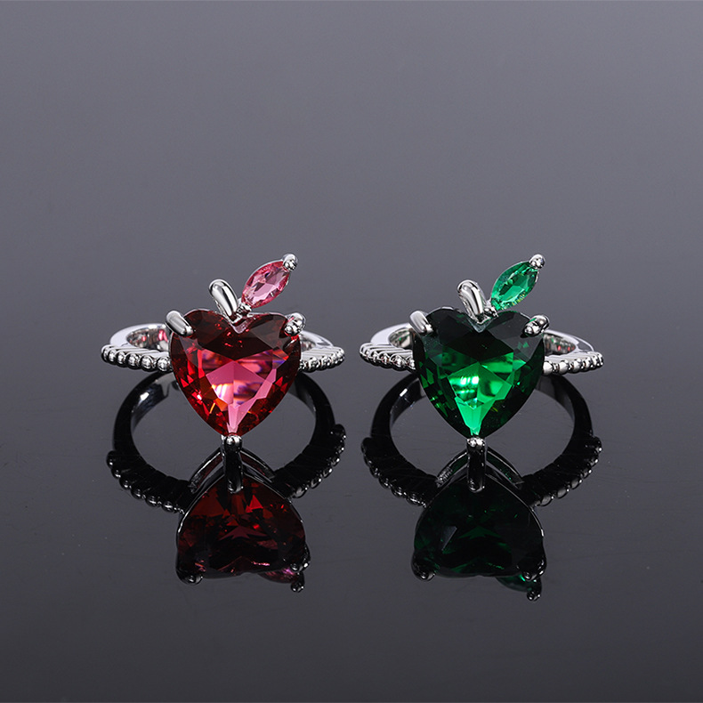 Fashion Heart Shape Copper Plating Zircon Open Ring