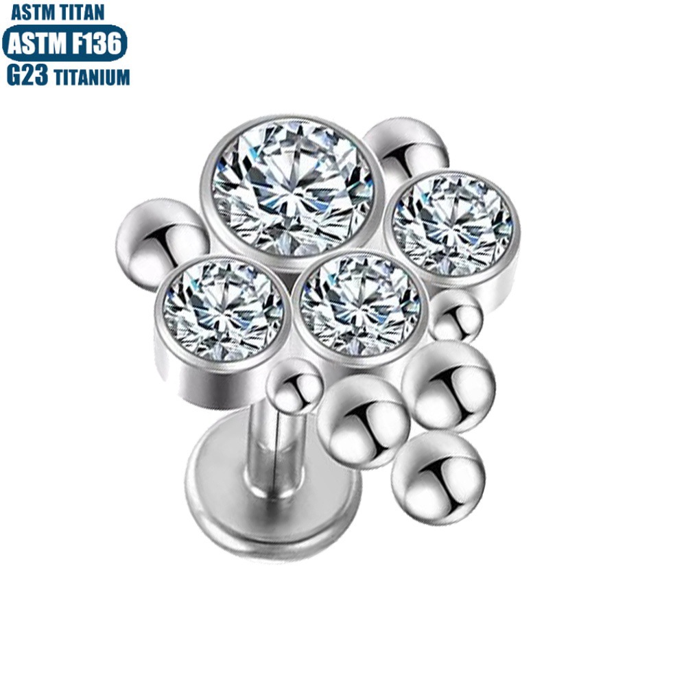 16G labret stud size and finish detail