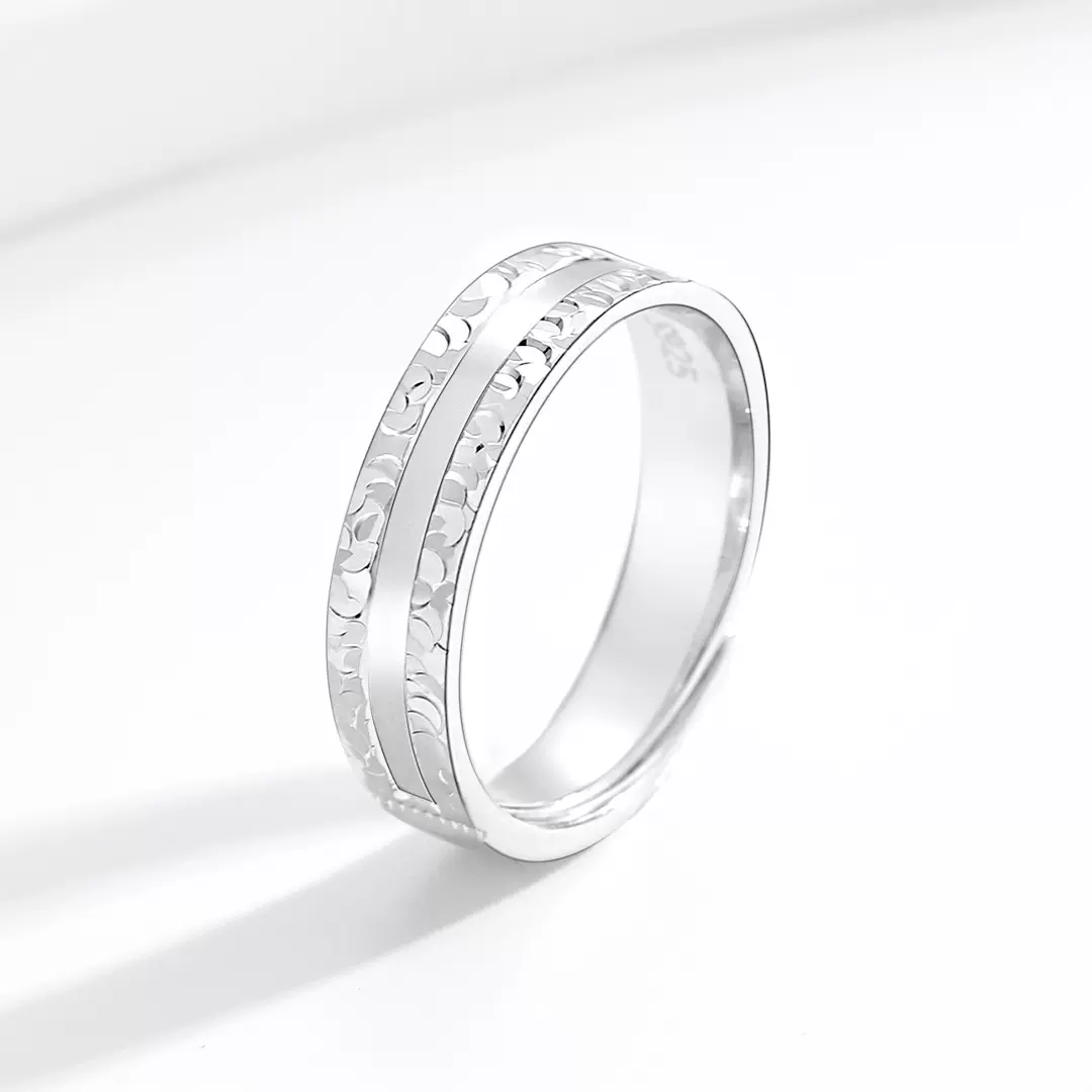 新款碎冰冰戒指925纯银男款时尚高级感CNC工艺指环生日礼物送男友
