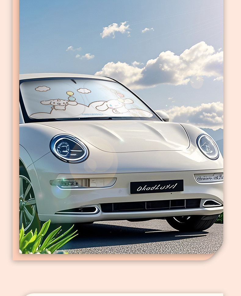 Cinnamoroll Car Sunshade Heat Insulation Sunshade Front Windshield Sunshade 2026 New Model Black Rubber Heat Insulation for Women