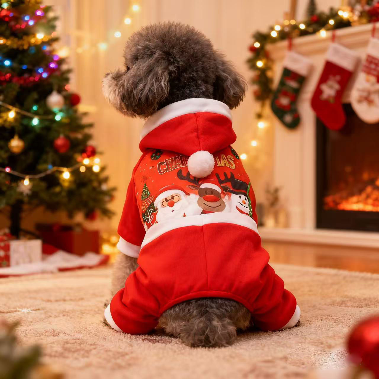 Ropa para mascotas, ropa para perros de Navidad, perros pequeños cálidos, lucha contra la ley, coki, sombrero de Navidad, gatito, ropa de otoño e invierno
