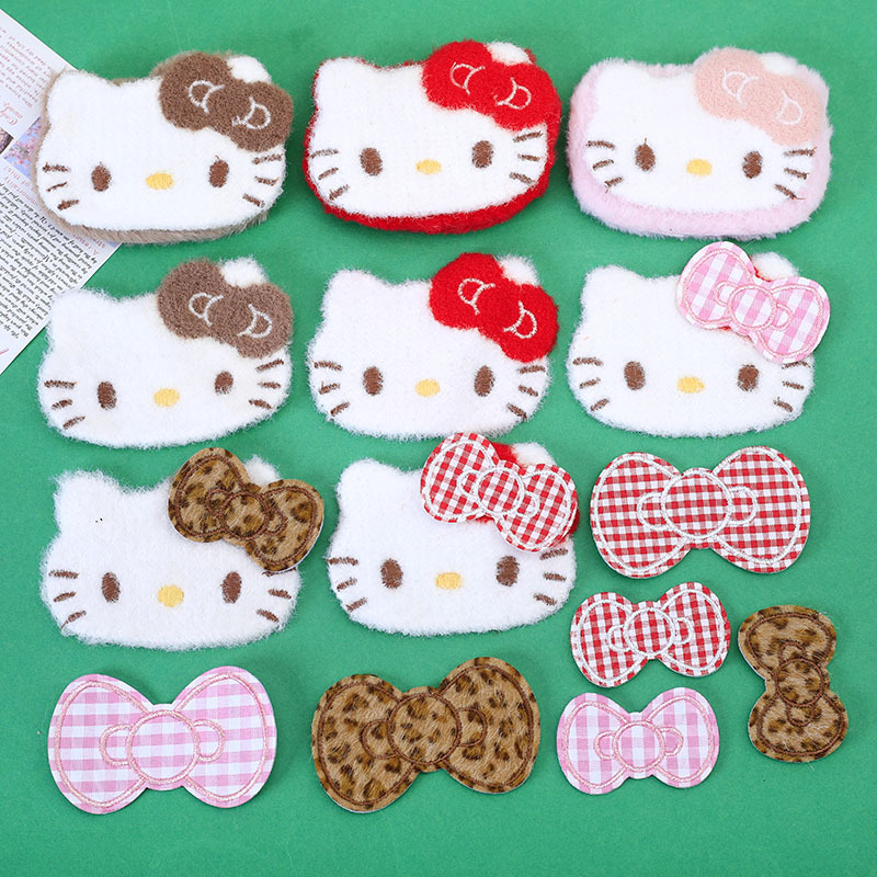Bow Tie Patch Clogs Mobile Phone Case Versatile Girly Heart Accessories Wholesale Autumn and Winter New Large Plush Kt Cat