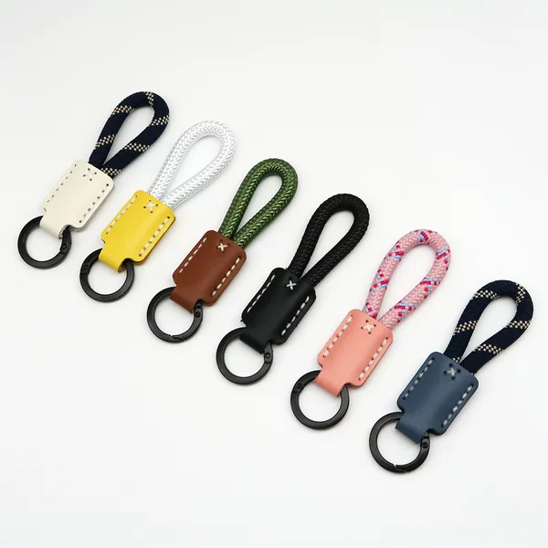 Purely Handmade Cowhide Simple Key Ring Lanyard Exquisite Pendant High Quality Couple Braided Rope Bag Pendant