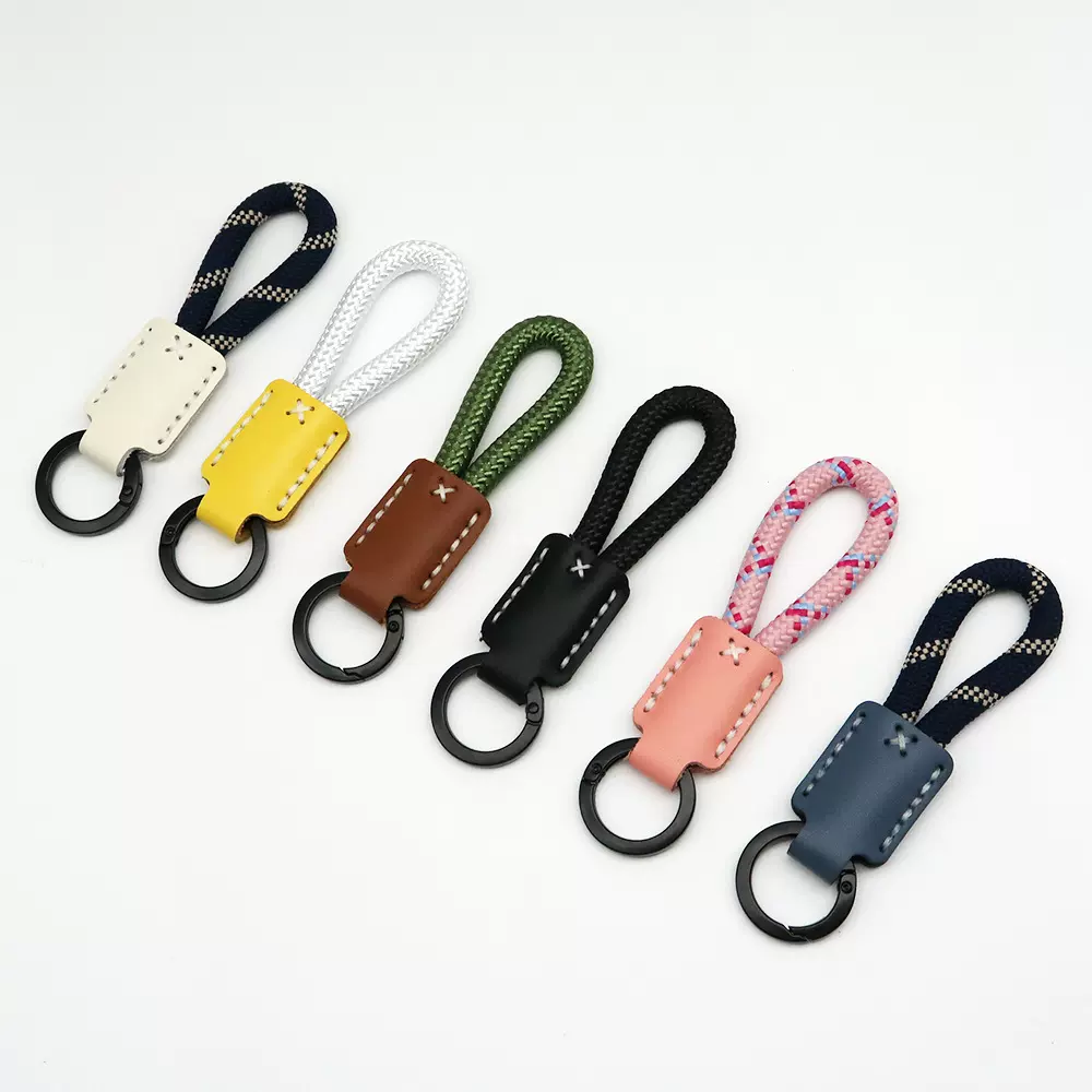 纯手工牛皮简约钥匙圈挂绳精致挂饰挂件高品质情侣编织绳包包挂件