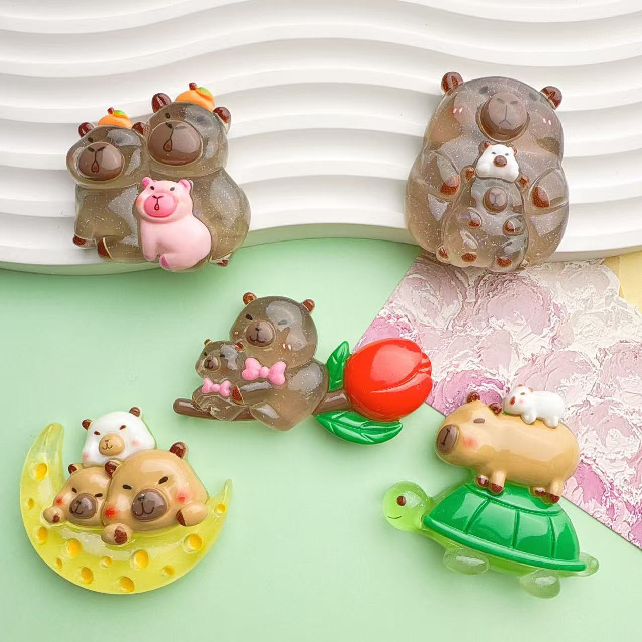 빛나는 카피 바라 크림 접착제 수제 DIY 머리핀 냉장고 스티커 구멍 신발 키 체인 수지 쥬얼리 액세서리