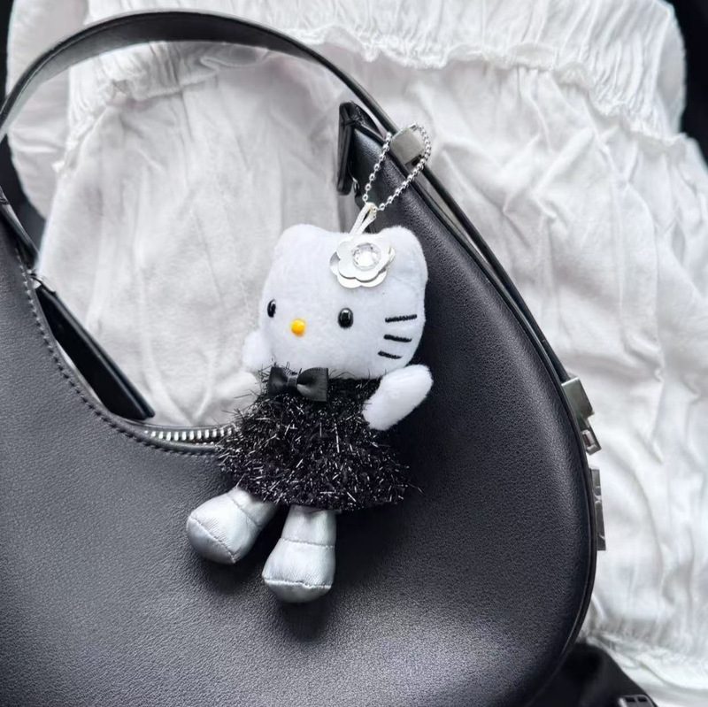 黑色闪裙hello kitty挂件哈喽包包玩偶书包挂饰公仔钥匙毛绒hallo|undefined