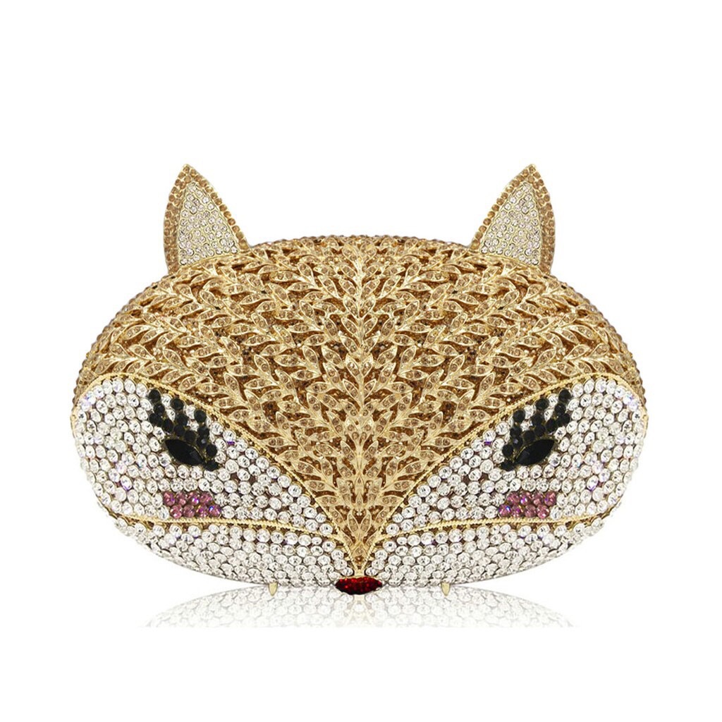Foxcrystalclutchbag Foxcrystal clutchbag fiesta de diamantes bolsas de mano de diamantes doradas brillantes