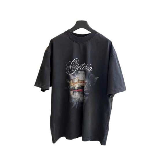 Ins Paris B Dock Cargo Ship Conley Digital Printing Loose Short-sleeved T-shirt Aristocratic Family Men's and Women's Simple All-match tee