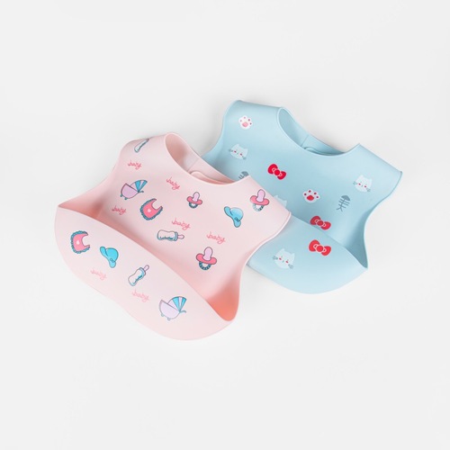 Baby silicone bibs, baby eating bibs, children's waterproof cartoon adjustable saliva pockets, food pockets, no-wash