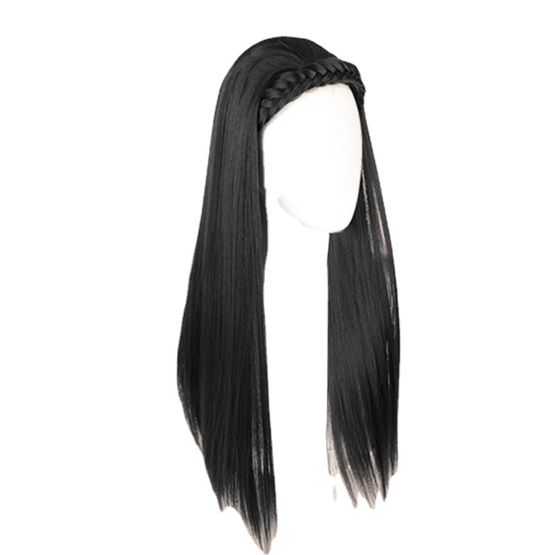 Peluca femenina twist trenza banda de pelo largo cabello recto integrado en forma de u fibra química media cabeza cubierta proveedor de peluca de comercio exterior transfronterizo