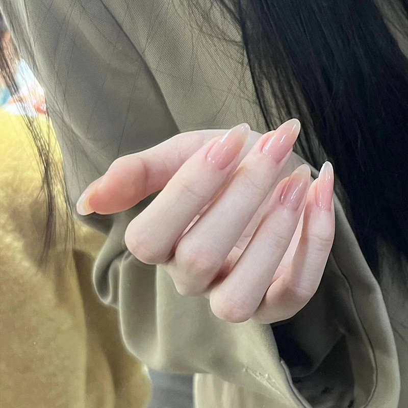 Wearing Nail Art Handmade Gradient Little Red Book Advanced Cyber Red Patch Removable Nail Long Almond Armor Finished