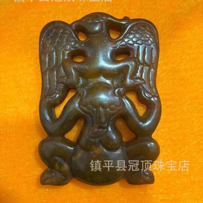 批发高古玉老玉岫玉高仿古董仿古玉器明清战汉岫玉做旧玉佩挂件|undefined