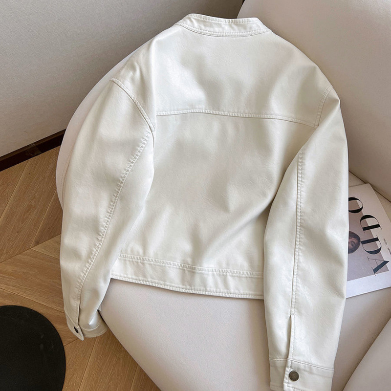 Korean Style Versatile Casual Leather Short Motorcycle Jacket for Women 2025 Spring New Retro Trendy Jacket