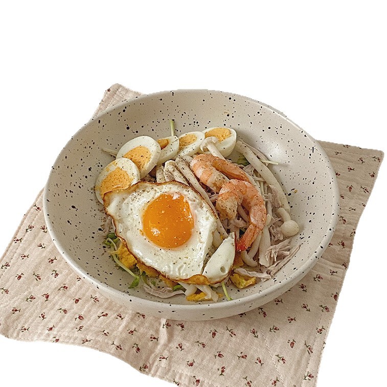 *ムーニー* ごまドットスプラッシュインクスーププレート サラダプレート 一人用 サラダ 家庭用食器 深皿 野菜ボウル 和風軽食|undefined
