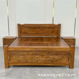 木榆木床双人床实木床1.8大床主卧高端荷花莲蓬1.5米单人厂家