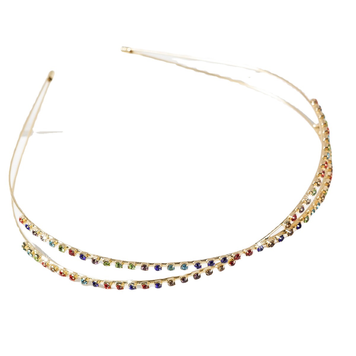 Estilo coreano exquisito accesorios para el cabello al por mayor moda color rhinestone diadema brillante cristal diadema delgada Cruz diadema al por mayor