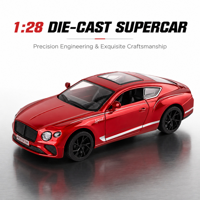 Wholesale 1:28 Diecast Bentley GT Pull-Back Simulation Alloy Car Model with Three Doors, Children's Toy, Home Decoration Wholesale 1:28 Diecast Bentley GT Pull-Back Simulation Alloy Car Model with Three Doors, Children's Toy, Home Decoration