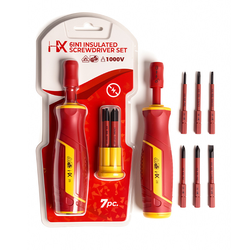 6-in-1 Vde Insulated Quick-Connect Interchangeable Screwdriver Set, Flathead and Phillips Screwdrivers, Insulated Screwdrivers 6-in-1 Vde Insulated Quick-Connect Interchangeable Screwdriver Set, Flathead and Phillips Screwdrivers, Insulated Screwdrivers