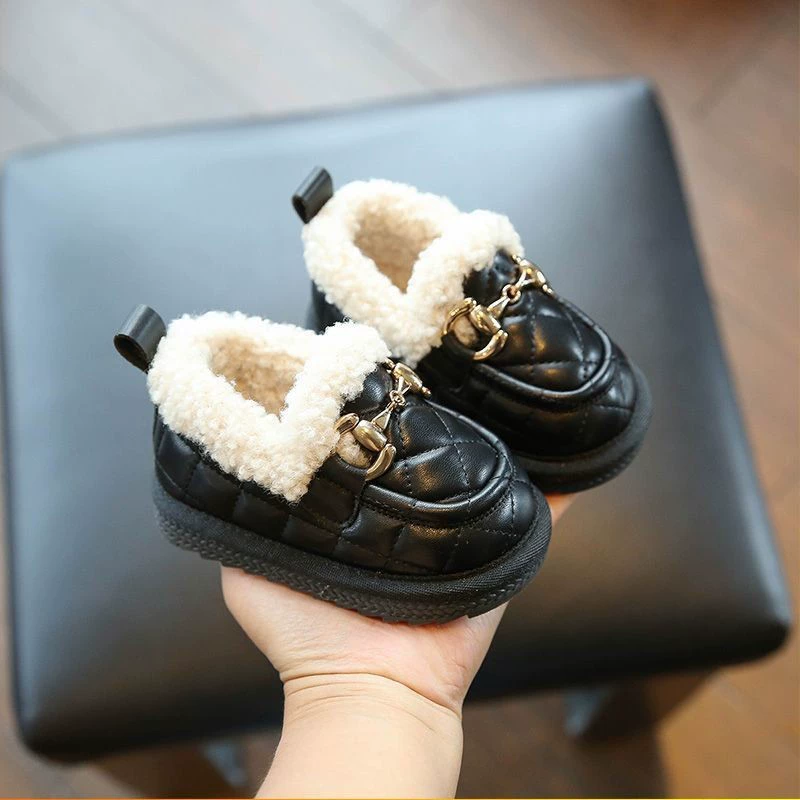 Детские хлопчатобумажные туфли в британском стиле домашние детские кроссовки для малышей 2024 осенние и зимние ботинки для маленьких девочек