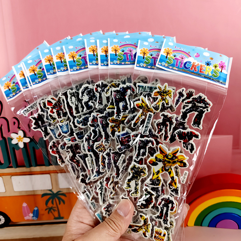Pegatinas de burbujas de dibujos animados para niños Sanrio Kapibala Ice Animal Dinosaur Cars 3D Pegatinas estéreo