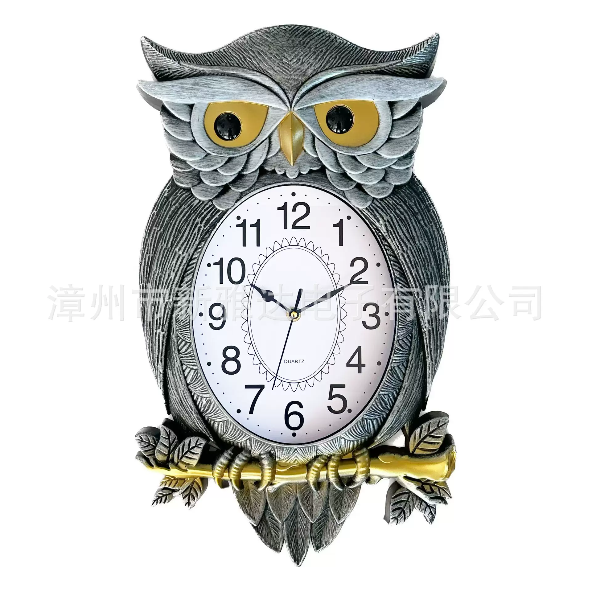 创意卡通塑料挂钟猫头鹰儿童房趣味萌宠动物时尚北欧新雅达NE-896