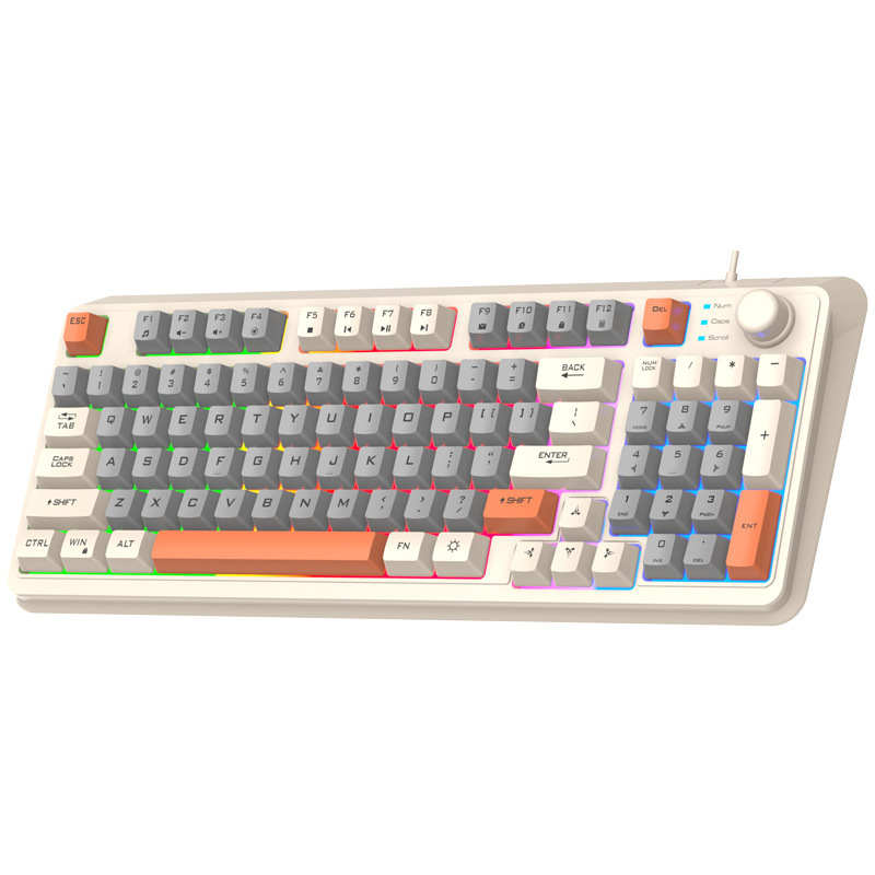 Dazzling Silver Fox K82 有線フィルムノブキーボード 3 色発光メカニカルフィールデスクトップコンピュータオフィスゲーム|undefined