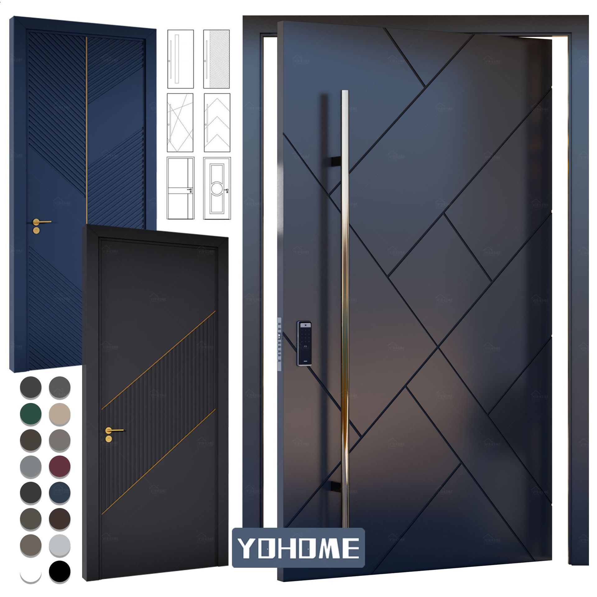 Поворотная входная дверь из литого алюминия Yohome