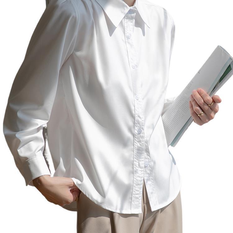 法式正肩长袖白色衬衫女2025春秋季新款通勤职业正装面试内搭上衣|undefined