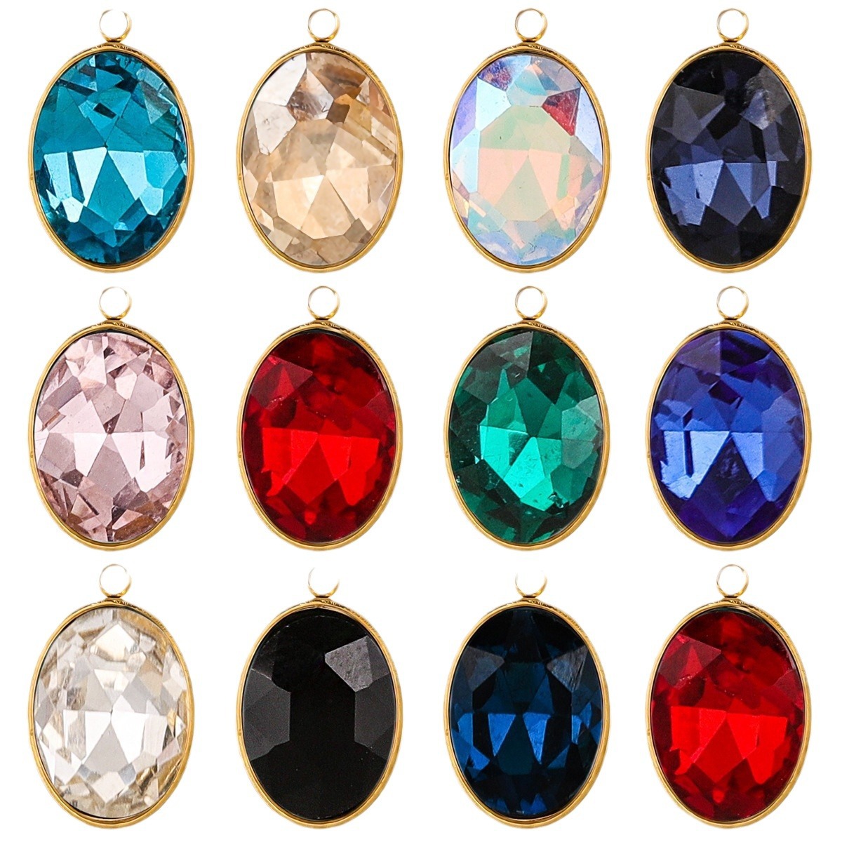 Joyas hechas a mano de bricolaje transfronterizas accesorios de acero inoxidable colgante collar de cristal ovalado pendiente colgante colgante