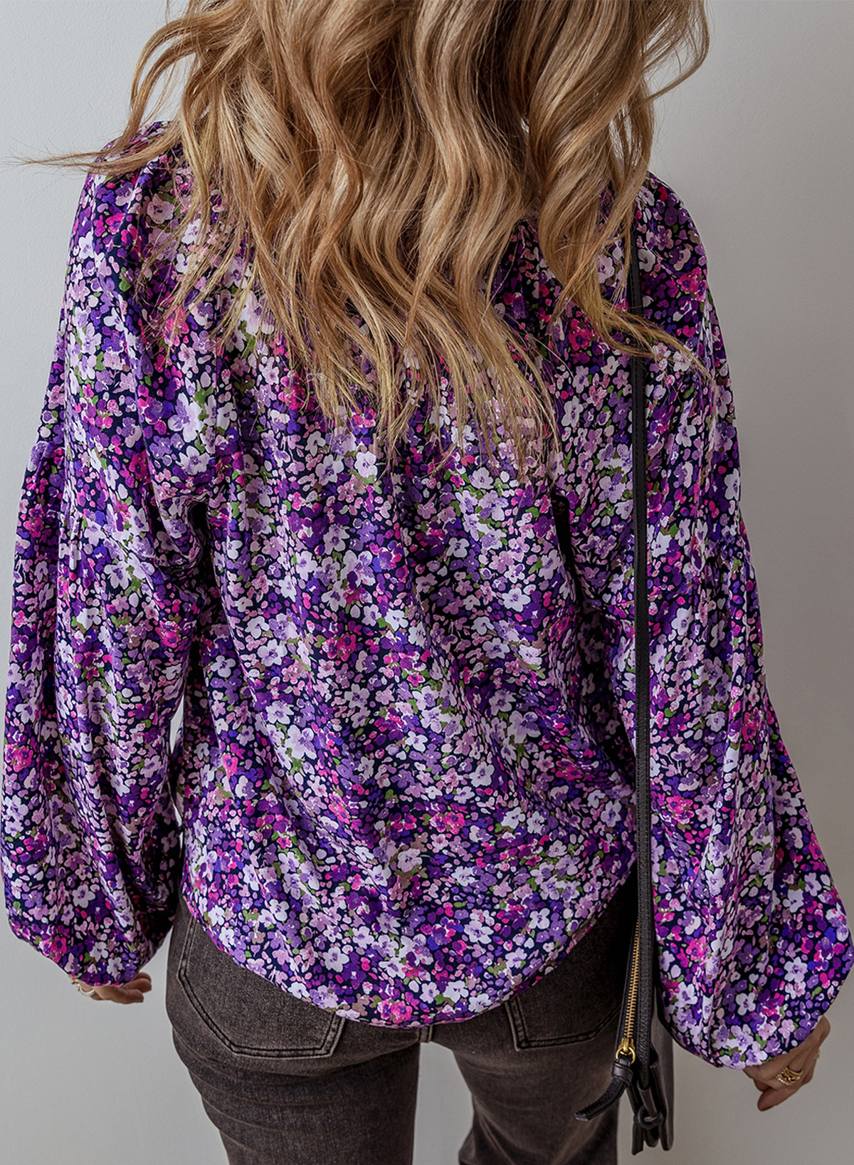 Shiying fashion floral print V-neck pullover chiffon shirt for women's early autumn new style temperament versatile long_voghion.com