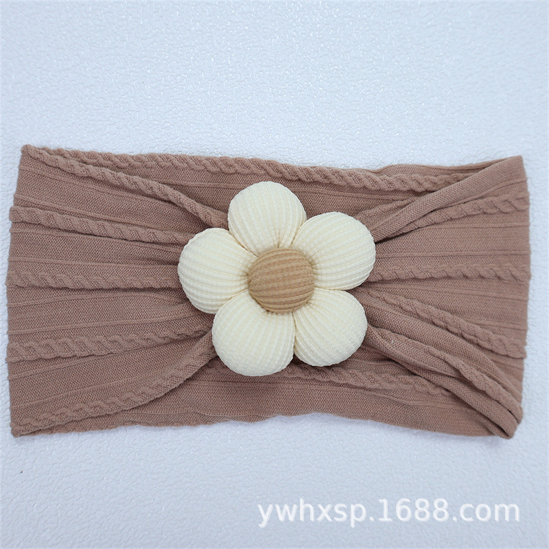 Diadema elástica para bebés, flor de cinco pétalos, accesorio suave para recién nacidas
