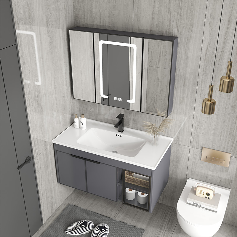 Gabinete de baño de aluminio de espacio de cerámica integrado baño Baño gabinete de baño lavabo combinación de lavabo