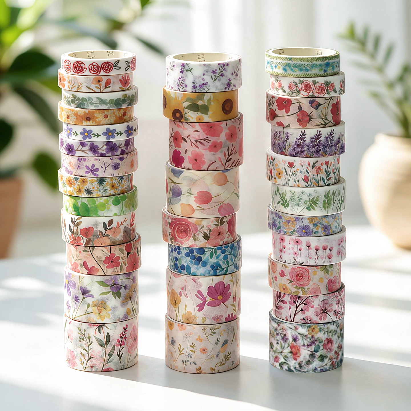 Cinta Adhesiva de Papel Washi Decorativa Set de 32 Rollos con Diseño Floral para Bricolaje image 4