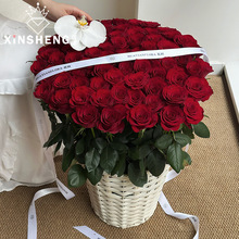 芯苼 高级巨型梦幻白色花篮玫瑰花束插花蓝收纳蓝花艺手工diy资材