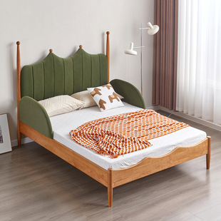 North American Cherry Wood Children's Bed Boys and Girls Soft Bed Youth Bedroom Solid Wood Bed 1.2 m 1.35 Children's Bed