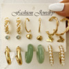 Retro earrings, set from pearl, European style, wholesale