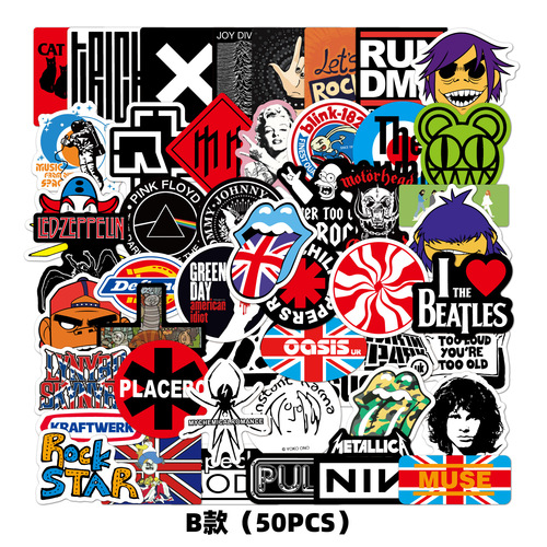 50 out of 100 Hip-Hop Punk Vinyl Rock Sticker Luggage Guitar Rock Band Stickers