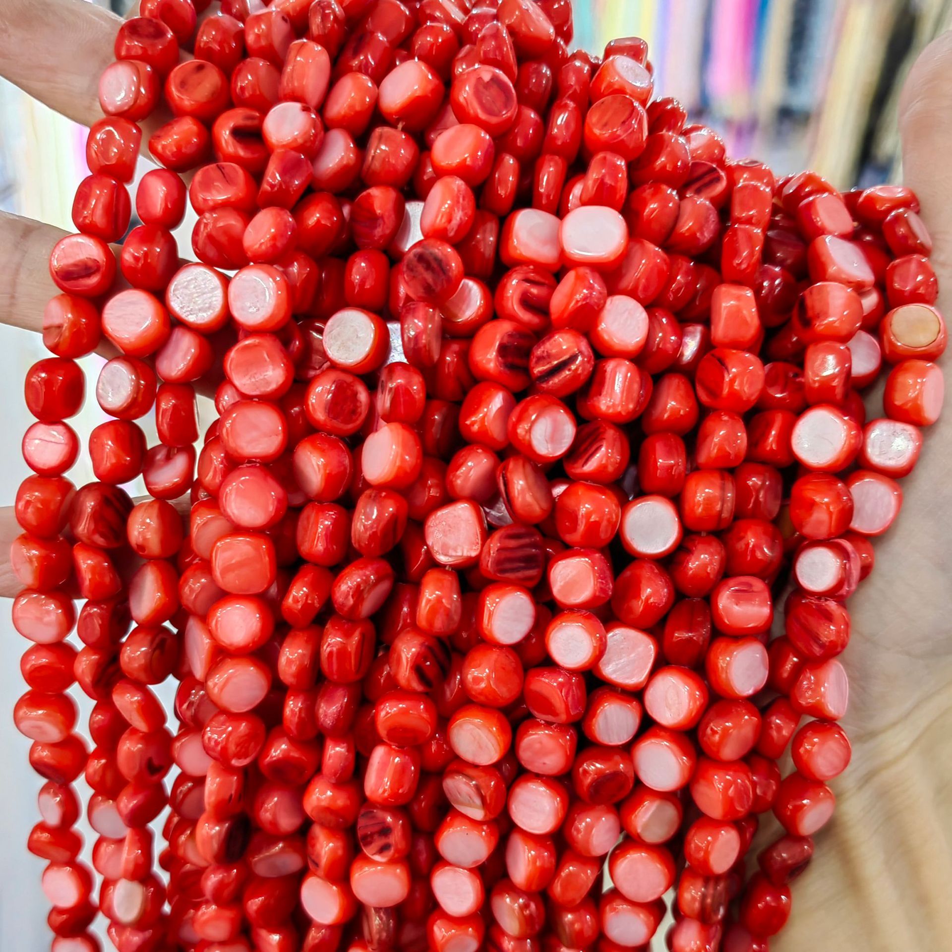 Conchas de cabeza de toro natural 8mm con cuadrados semiacabados perlas dispersas accesorios de joyería diy al por mayor