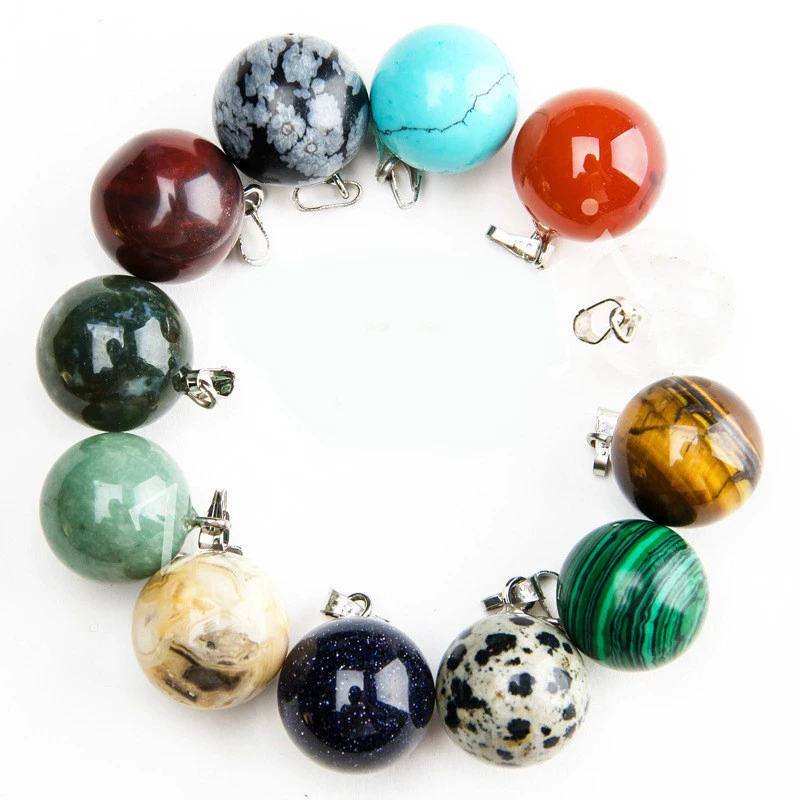 Spherical pendant, necklace, organic accessories, agate accessory, 14mm