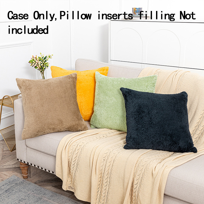 Cross-border Nordic High-density Thickened Solid Color Plush Pillowcase Living Room Bedroom Sofa Decorative Pillowcase_voghion.com