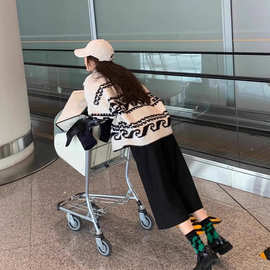 【现货】杨超越同款法式摇粒绒宽松卫衣外套女2024秋冬季半拉链长