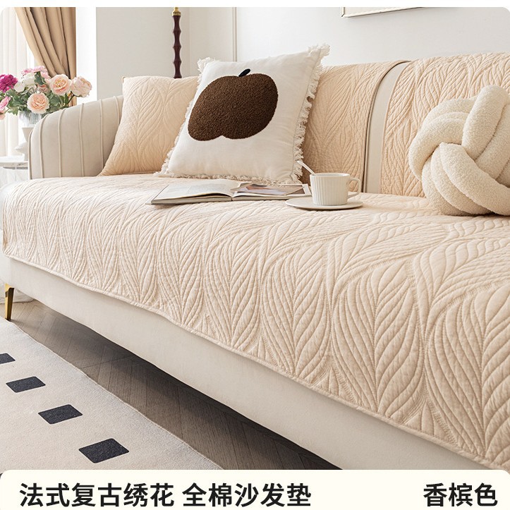 Algodón simple almohadilla de sofá cuatro estaciones de algodón universal antideslizante almohadilla de asiento toalla simple cubierta de sofá moderno