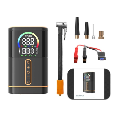 Car Inflator and Jump Starter All-In-One Device, Wireless Car Air Pump, Emergency Starting Power Supply, Cross-Border New Product (Hava nasosu) - inflatable-and-powered-all-in-one-machine-8000-mah-800a-smart-clip-storage-bag-color-screen-model