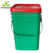 【支持寄样】S-20L绿色大方桶带盖子苏州源头工厂直销